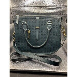 Fossil Ryder Signature Jacquard Fabric Leather Med Satchel Crossbody Bag Purse